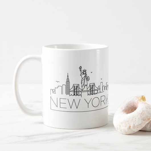 New York Stylized Skyline Koffiemok (Met donut)