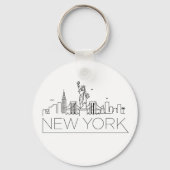 New York Stylized Skyline Sleutelhanger (Voorkant)