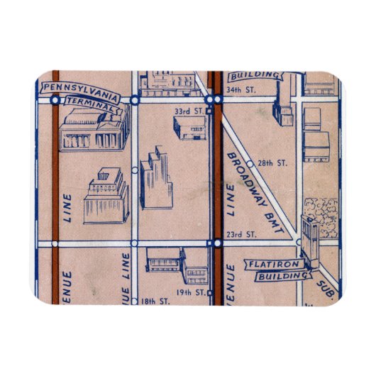 NEW YORK SUBWAY MAP, 1940 2 MAGNEET (Horizontaal)