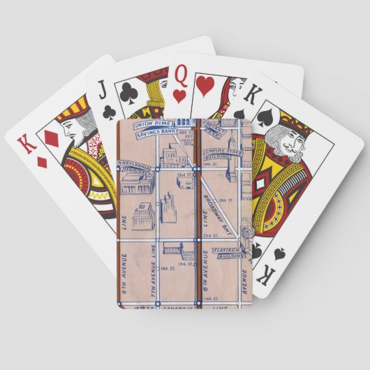 NEW YORK SUBWAY MAP, 1940 2 POKERKAARTEN (Achterkant)