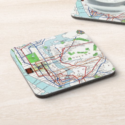 New York: Subway Map, 1940 Bier Onderzetter (Linkerzijde)