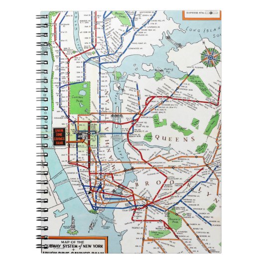 New York: Subway Map, 1940 Notitieboek (Voorkant)