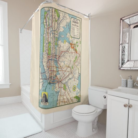  New York Subway Map Shower Curtain Douchegordijn (In situ)