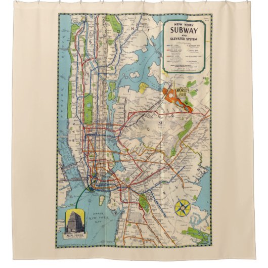  New York Subway Map Shower Curtain Douchegordijn (Voorkant)