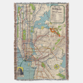  New York Subway Map Throw Blanket Deken
