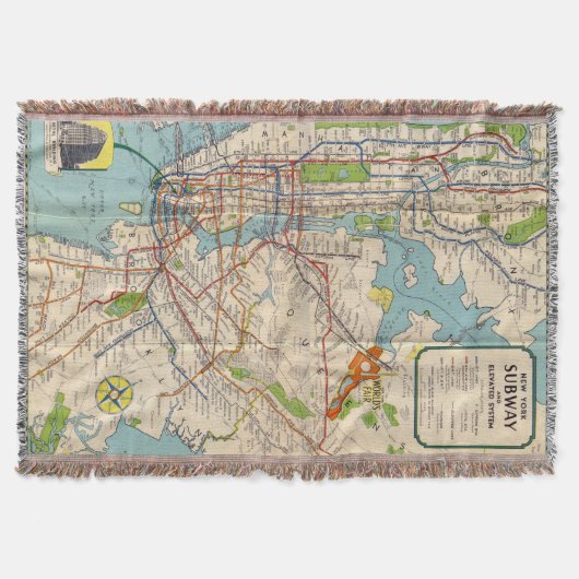  New York Subway Map Throw Blanket Deken (Voorkant)