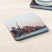 New York Sunset Skyline Uitzicht of World Trade Ce Bier Onderzetter (Linkerzijde)