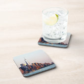 New York Sunset Skyline Uitzicht of World Trade Ce Bier Onderzetter (Rechterzijde)