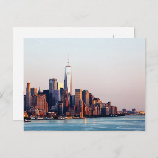 New York Sunset Skyline Uitzicht of World Trade Ce Briefkaart (Voorkant / Achterkant)