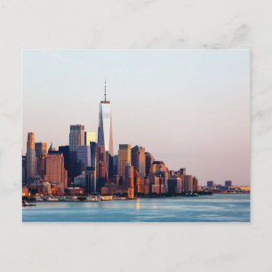 New York Sunset Skyline Uitzicht of World Trade Ce Briefkaart
