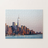 New York Sunset Skyline Uitzicht of World Trade Ce Legpuzzel (Horizontaal)
