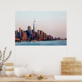 New York Sunset Skyline Uitzicht of World Trade Ce Poster (Keuken)