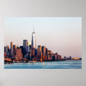 New York Sunset Skyline Uitzicht of World Trade Ce Poster (Voorkant)