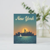 New York Sunset Skyline View Briefkaart (Staand voorkant)