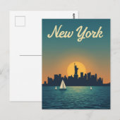 New York Sunset Skyline View Briefkaart (Voorkant / Achterkant)
