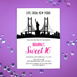 New York Sweet Zestien Uitnodiging