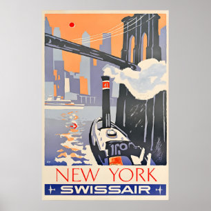 New York - Swissair - Reisposter Poster