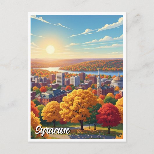 New York Syracuse Reizen Briefkaart (Voorkant)
