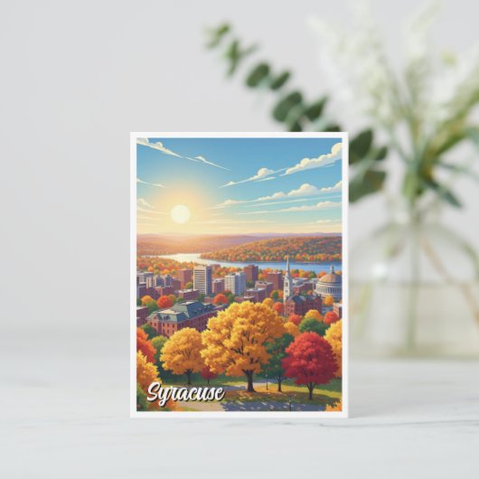 New York Syracuse Travel Briefkaart (Staand voorkant)