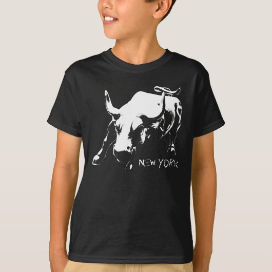 New York T-Shirt Kind Bull Statue Biologisch Shirt (Voorkant)