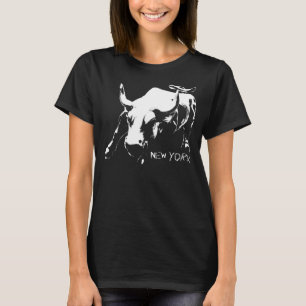 New York T-Shirt Women's Bull Statue Biologisch Sh
