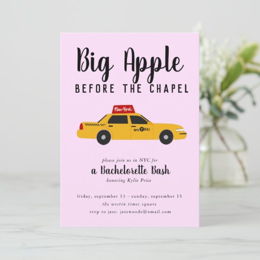 New York Taxi Big Apple Bachelorette Party Kaart (Staand voorkant)