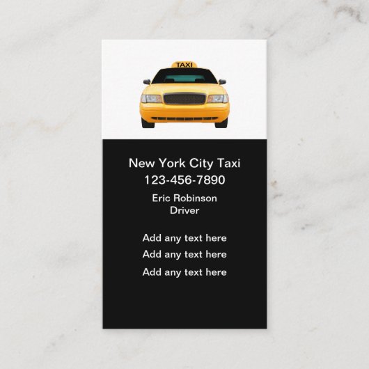 New York Taxi Budget Visitekaartjes (Voorkant)
