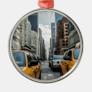 New York Taxi Cabs in de stad Metalen Ornament