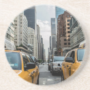 New York Taxi Cabs in de stad Zandsteen Onderzetter