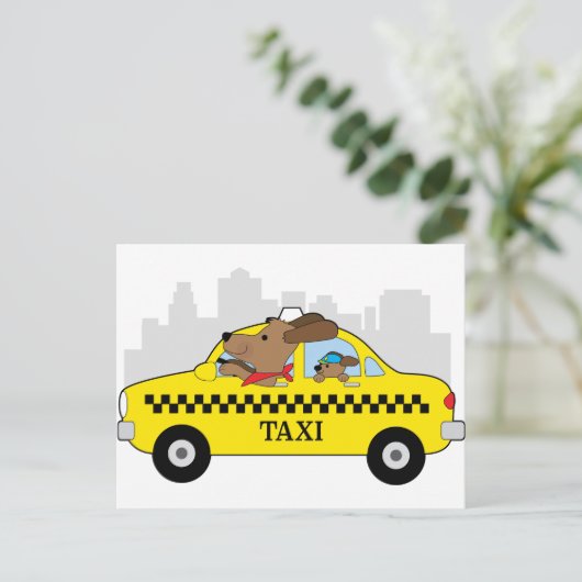 New York Taxi Dog Briefkaart (Staand voorkant)