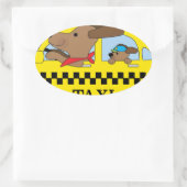 New York Taxi Dog Ovale Sticker (Tas)