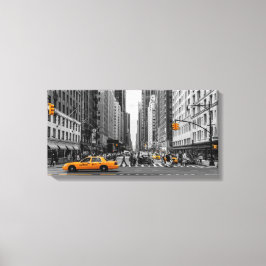New York Taxi Urban City Kleur Pop Fotografie Canvas Afdruk