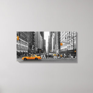 New York Taxi Urban City Kleur Pop Fotografie Canvas Afdruk