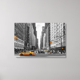 New York Taxi Urban City Kleur Pop Fotografie Canvas Afdruk