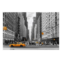 New York Taxi Urban City Kleur Pop Fotografie Foto Afdruk