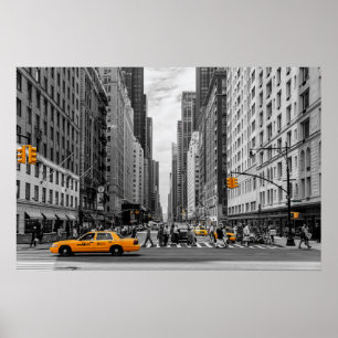 New York Taxi Urban City Kleur Pop Fotografie Poster
