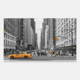 New York Taxi Urban City Kleur Pop Fotografie Rechthoekige Sticker