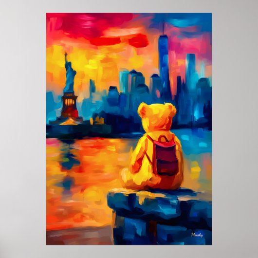 New York Teddy Fauvist Liberty Sunset Print (Voorkant)