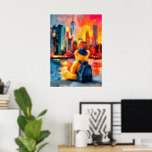New York Teddy Fauvist Manhattan Skyline Print (Thuiskantoor)
