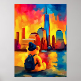 New York Teddy Fauvist Manhattan Sunset Print