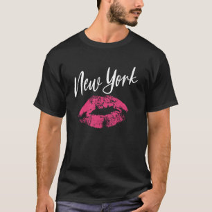 New York Tekst Lipstick Impressie T-shirt