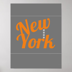 New York tekstontwerp poster oranje en grijs moder