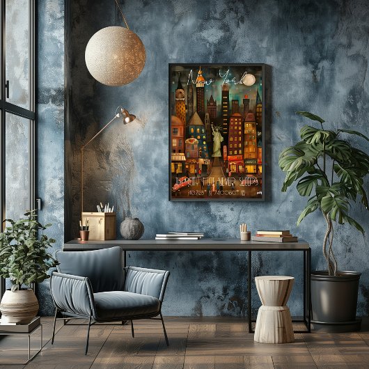 New York: The City That Never Sleeps - Whimsical Perfect Poster