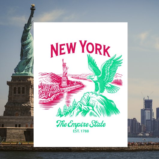 New York The Empire State Est. 1788 Bald Eagle Briefkaart