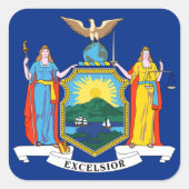 New York: The Empire State Home, de vlag van de Bi Vierkante Sticker (Voorkant)