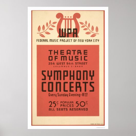 New York Theater Music 1940 WPA Poster (Voorkant)