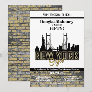 New York Thema Verjaardagsuitnodiging Kaart