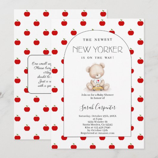New York Themed Baby Shower Kaart (Voorkant / Achterkant)