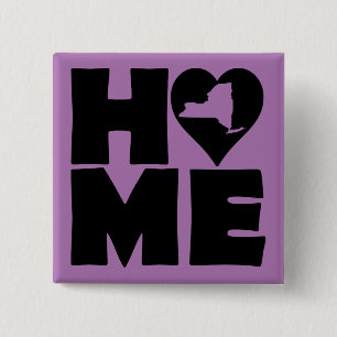 New York Thuis Hart Staat Knop Badge Speld Vierkante Button 5,1 Cm
