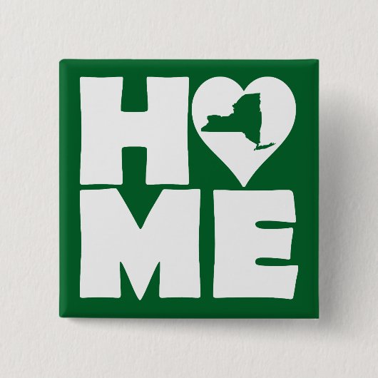 New York Thuis Hart Staat Knop Speld Vierkante Button 5,1 Cm (Voorkant)